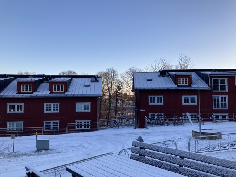 La vue depuis notre appartement temporaire à Uppsala